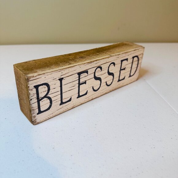 Rustic BLESSED Block Decoration Distressed Farmhouse Decor Tiered Tray or Wall - Picture 1 of 10